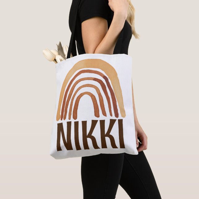 BOHO RAINBOW PERSONALIZED ADD NAME TOTE BAG (Close Up)
