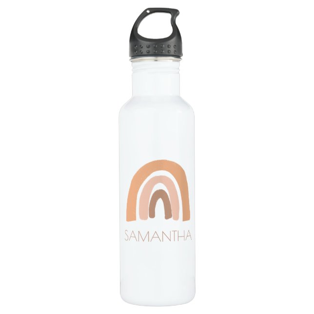 boho rainbow personalized kids stainless steel water bottle (Front)