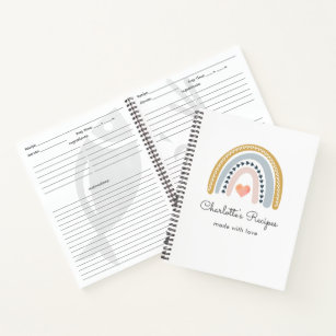 Boho Rainbow Personalized Recipe Notebook