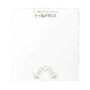 Boho Rainbow Personalized Teacher Notepad