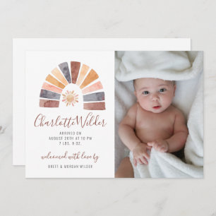 Boho Rainbow Photo Baby Shower Invitation