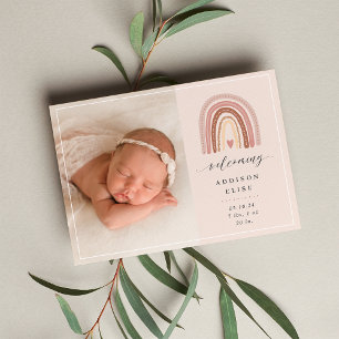 Boho Rainbow   Photo Birth Announcement
