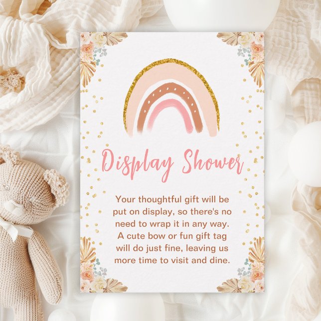Boho Rainbow Pink Baby Display Shower Enclosure Card (Creator Uploaded)