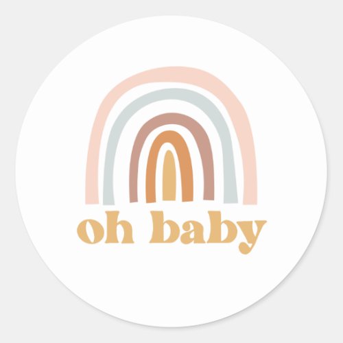 Boho Rainbow pink Baby Shower Classic Round Sticker