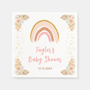 Boho Rainbow Pink Baby Shower Napkins