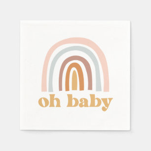 Boho Rainbow pink Baby Shower Napkins