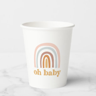 Boho Rainbow pink Baby Shower Paper Cups