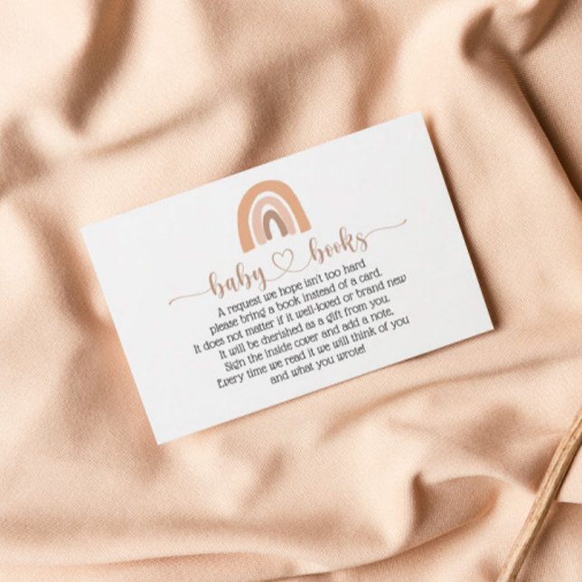 Boho Rainbow Pink Book Request Baby Shower Card (Creator Uploaded)