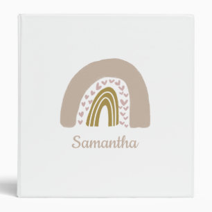 boho rainbow pink gold watercolor personalized 3 ring binder