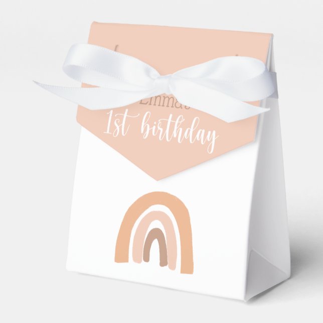 Boho Rainbow Pink Pastel Favor Boxes (Front Side)