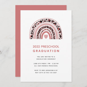 Boho Rainbow Preschool Graduation Invitation