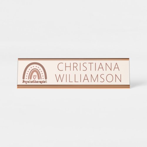 Boho Rainbow Psychotherapist Therapist Desk Name Plate