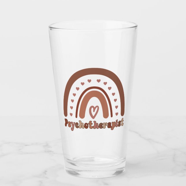Boho Rainbow Psychotherapist Therapist Glass (Front)