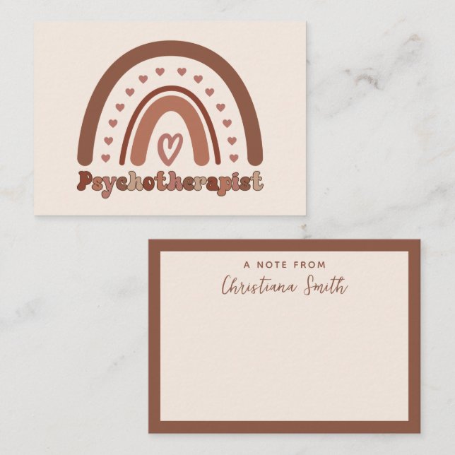 Boho Rainbow Psychotherapist Therapist Note Card (Front/Back)