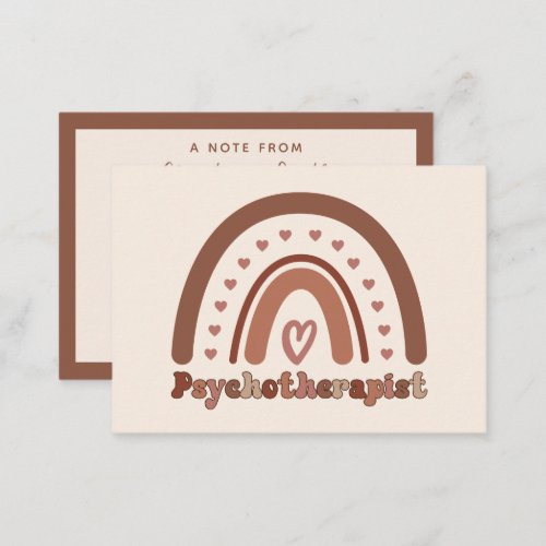 Boho Rainbow Psychotherapist Therapist Note Card