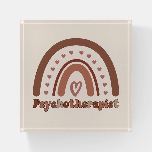 Boho Rainbow Psychotherapist Therapist Paperweight (Front)