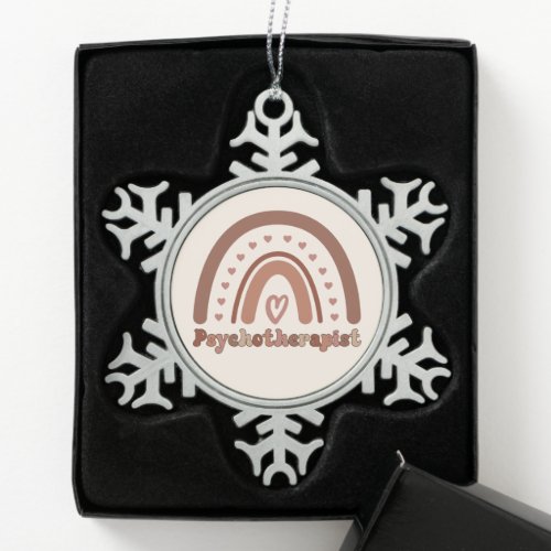 Boho Rainbow Psychotherapist Therapist Snowflake Pewter Christmas Ornament