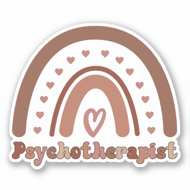 Boho Rainbow Psychotherapist Therapist Sticker (Front)