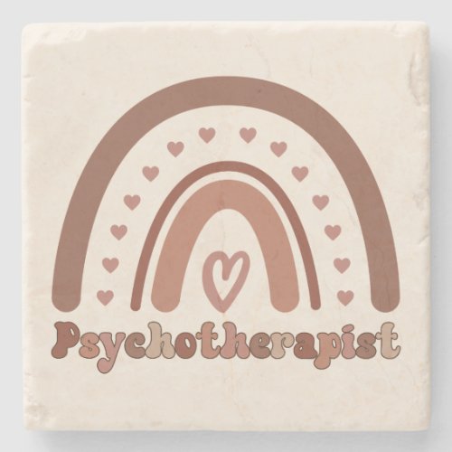 Boho Rainbow Psychotherapist Therapist Stone Coaster