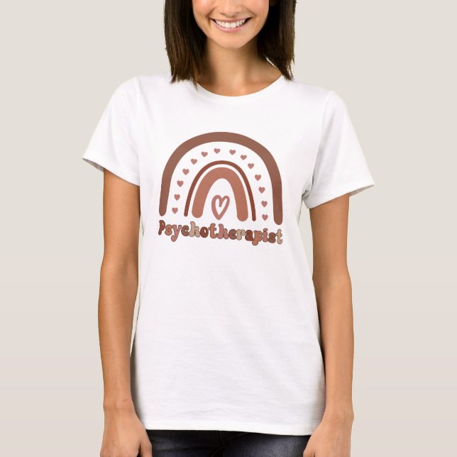 Boho Rainbow Psychotherapist Therapist T-Shirt (Front)
