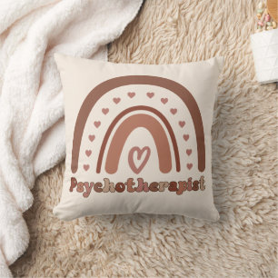 Boho Rainbow Psychotherapist Therapist Throw Pillow