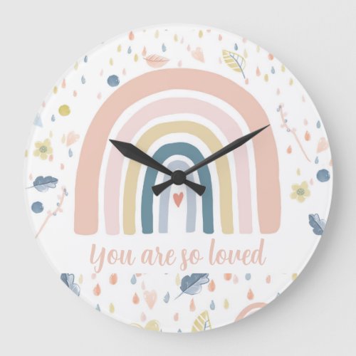 Boho Rainbow  Raindrops Nursery Clock