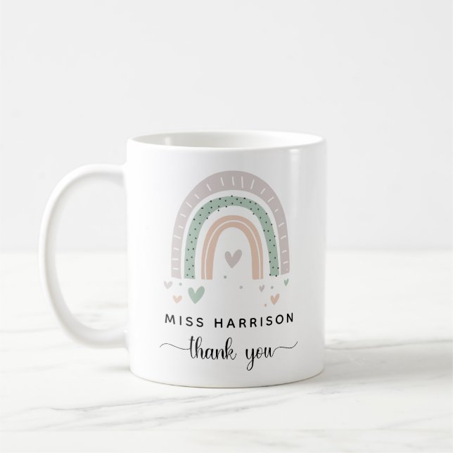 Boho Rainbow Sage Teacher Thank You Coffee Mug (Left)