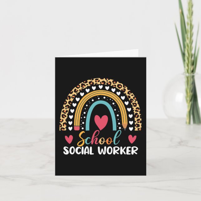 Boho Rainbow School School Social Worker  Card (Front)