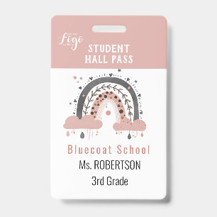 Boho rainbow School teacher or student pass Badge