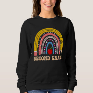 Boho Rainbow Second Grade Student Teacher Back To Sweatshirt