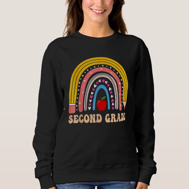 Boho Rainbow Second Grade Student Teacher Back To  Sweatshirt (Front)