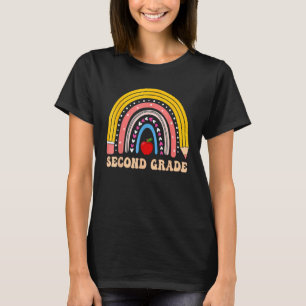 Boho Rainbow Second Grade Student Teacher Back To  T-Shirt