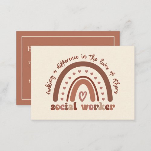 Boho Rainbow Social Worker Appreciation Note Card