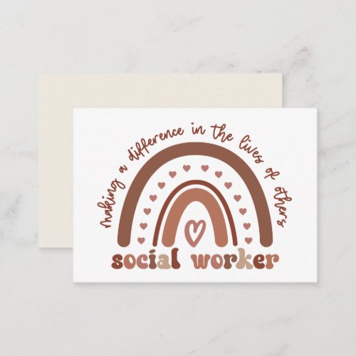 Boho Rainbow Social Worker Appreciation Note Card