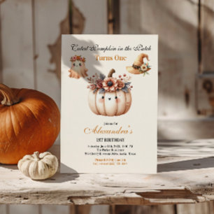 Boho Rainbow Spooky First Birthday Invitation