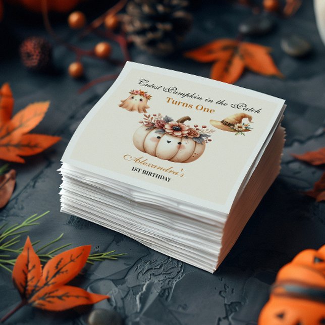 Boho Rainbow Spooky First Birthday Napkins (Creator Uploaded)