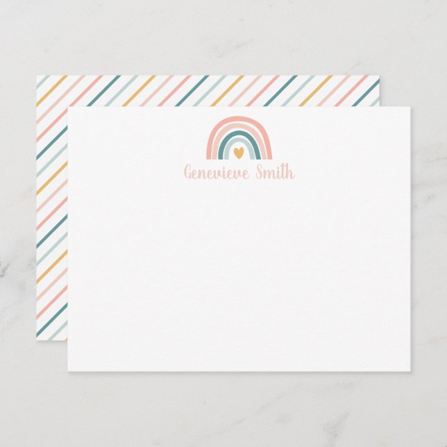Boho Rainbow Stationery Note Card (Front/Back)