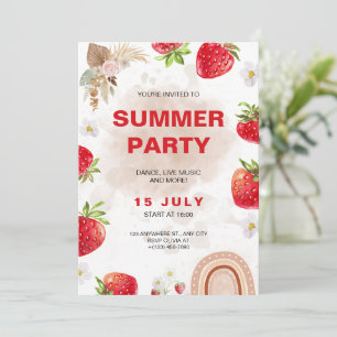 Boho Rainbow Strawberry Party Tropical Water Invitation