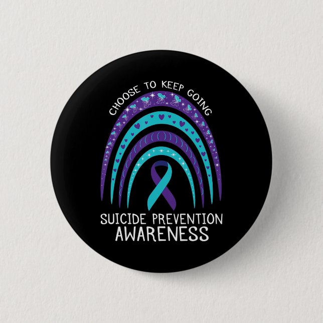 Boho Rainbow Suicide Awareness Mental Health  Button (Front)