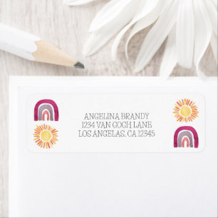 Boho Rainbow Sunshine 1st Birthday Party Purple Label