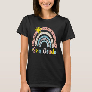 Boho Rainbow Sunshine 2nd Grade Kids Teacher T-Shirt