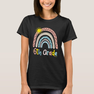 Boho Rainbow Sunshine 6th Grade Kids Teacher T-Shirt