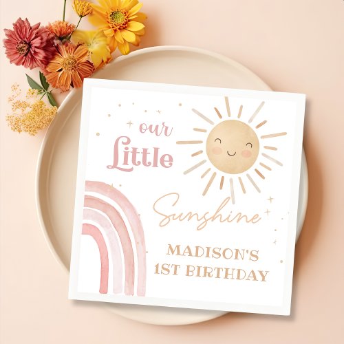 Boho Rainbow Sunshine Birthday Party Napkins