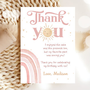 Boho Rainbow Sunshine Birthday Thank You Card