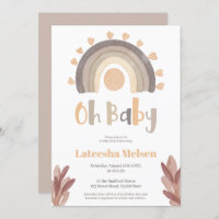 Boho rainbow sunshine watercolor baby shower  invitation