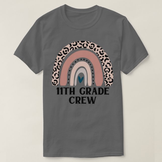 Boho Rainbow Teacher 11th Grade Crew T-Shirt (Design Front)