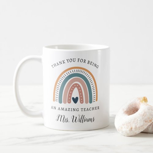 Boho Rainbow Teacher Appreciation Name Mug Gift