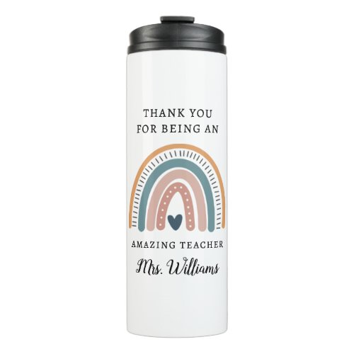 Boho Rainbow Teacher Appreciation Name Thermal Tumbler