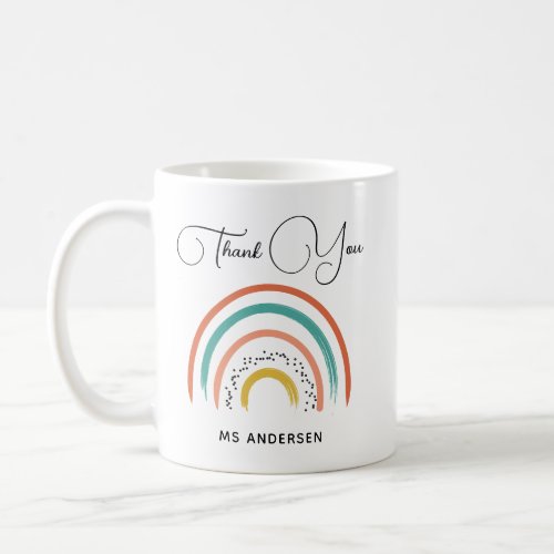 Boho Rainbow Teacher Appreciation Personalized  Coffee Mug