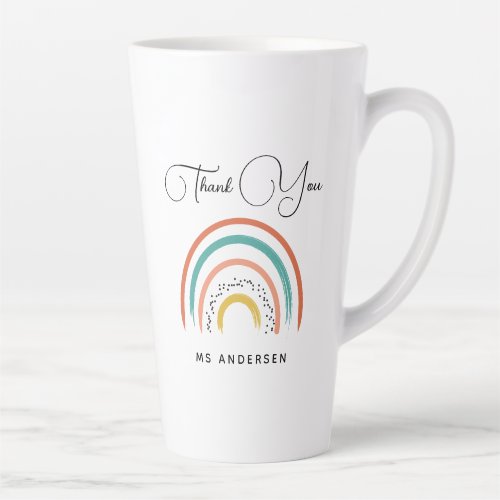 Boho Rainbow Teacher Appreciation Personalized   Latte Mug
